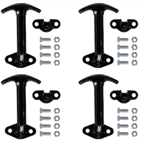 Buyers Products WJ96WCB4 Spring Loaded 90 Degree Hood Catch Kit, Black Enamel Finish, Carbon Steel Latch with Keeper - Includes Hardware, Heavy Duty Truck Trailer Latch System, 4 Pack