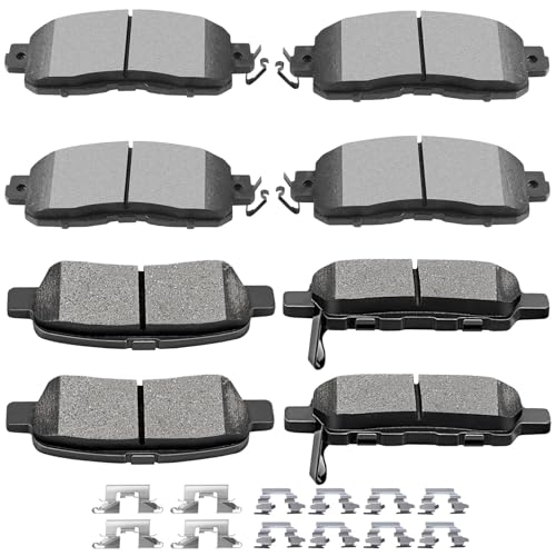 SCITOO Brake Pads Kits Front Semi-Metal Rear Ceramic 8pcs
