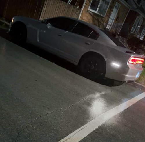 iJDMTOY Smoked Lens White Full LED Rear Side Marker Light Kit Compatible With Dodge 2008-14 Challenger & 2011-14 Charger, Powered by 36 LED Diodes, Replace OEM Amber Lens Sidemarker Lamps