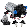 RV Water Pump 4008-101-A65/E65 | 3.0 GPM - 55 PSI | 12V Camper RV Water Pump | On Demand Diaphragm | Quiet & Smooth Operation | Self Priming | Quick Attach Fitting | 1 Pump + 1 Strainer