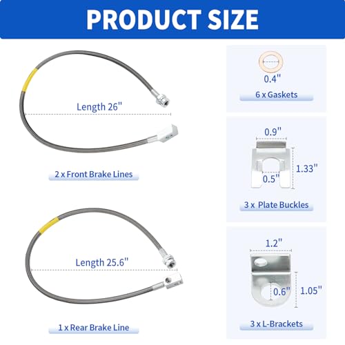 Racewill 89715 Stainless Brake Lines, Front & Rear Extended Brake Lines (89702 & 89703) for 4"-6" Lift, Compatible with 1987-2006 4WD Jeep Wrangler TJ YJ XJ, 1984-2001 2WD/4WD Jeep Cherokee XJ