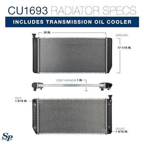 Spectra Premium CU1693 Radiator, with EOC and TOC, Compatible With Chevrolet and GMC
