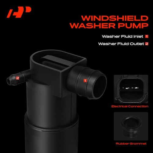 A-Premium Front Windshield Washer Pump Compatible with Ford Focus 2012-2018, Transit Custom 2015-2020, Transit-150/Transit-250/Transit-350 HD 2015-2023