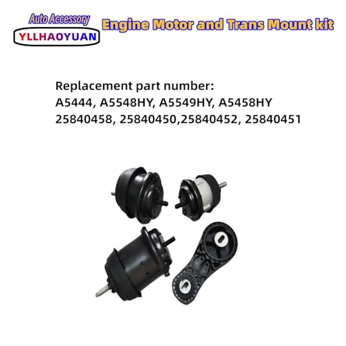 Yllhaoyuan Engine Motor Mount Kit for 2009-2017 Enclave, Traverse, Acadia, Outlook 3.6L – Set of 4 Mounts – Replaces A5548HY, A5549HY, A5458HY, A5444 – Reduces Vibration & Noise