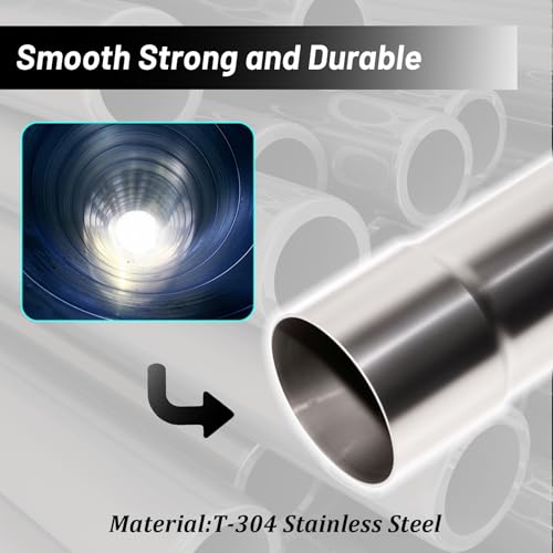 2 Inch Stainless Steel T304 Exhaust Tubing, 2''ID-to-OD Length 18''Straight Exhaust Extension Tube Tailpipe,Universal Connector Adapter Tubo