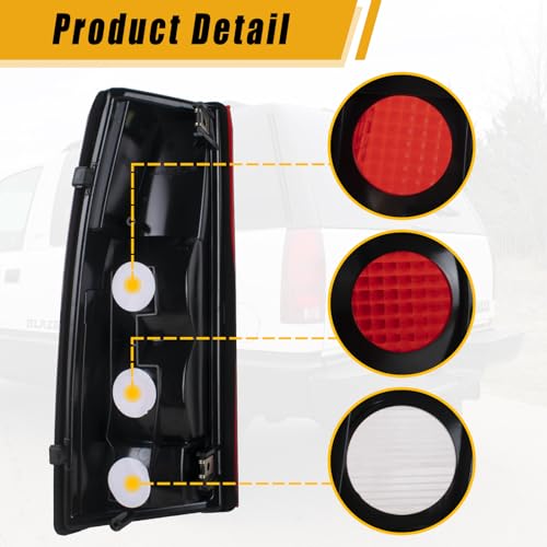 Boine Tail Light Compatible With 1988-1999 Chevy/GMC Silverado Sierra C/K 1500 2500 3500 Suburban Tahoe Blazer Yukon Cadillac Escalade Driver and Passenger Side Rear Light Brake Lamps Housing