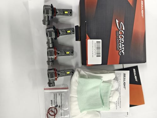 SEALIGHT 𝐇𝟏𝟏/𝐇𝟗/𝐇𝟖 and 𝟗𝟎𝟎𝟓/𝐇𝐁𝟑 Bulbs Combo, 100,000LM 900% Wider Driving Vision Mini Size, 9005 H11 Fog Lights with Fan, Plug and Play, Pack of 4