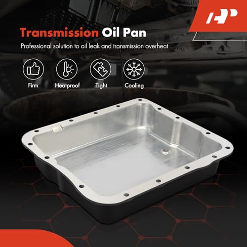 A-Premium Plated Finned Aluminum Transmission Oil Pan, with Drain Plug, Bolts and Gasket, Compatible with GM 700R4 4L60 4L60E, 2-5/8" Pan Depth