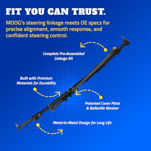 MOOG Front Alignment Caster/Camber Kit - Dodge Ram Steering Assembly - Steering Rod Assembly with Tie Rod Ends Set for Precise Handling & Durability - For Dodge Ram