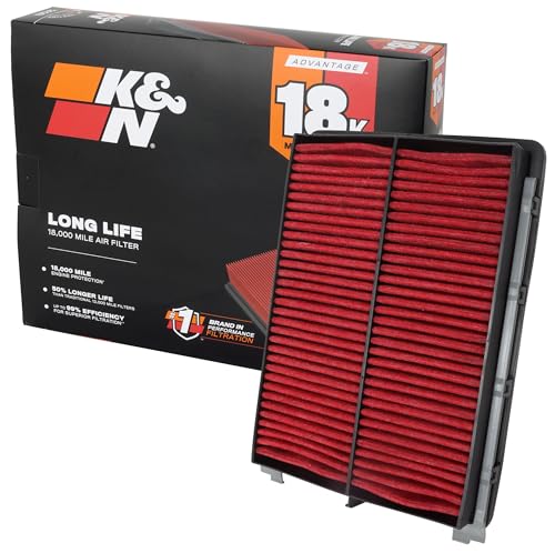 K&N Engine Air Filter: Long Life 18,000 Mile Replacement Air Filter: Compatible with 2015-2024 HYUNDAI SANTA FE SPORT L4-2.4L F/I, KNA-5075
