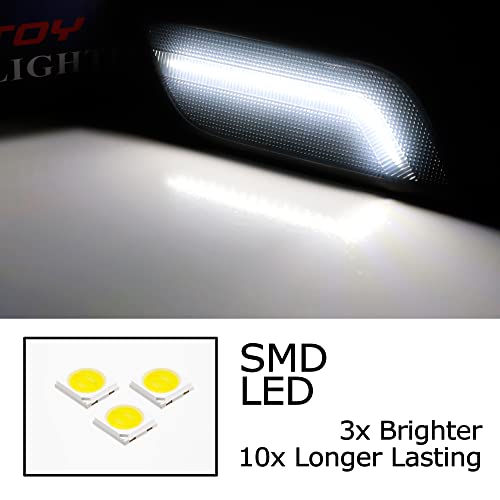 iJDMTOY Smoked Lens White Full LED Strip Front Bumper Side Marker Lights Compatible with 2010-2013 Mercedes W207 E-Class 2-Door Coupe/Convertible, Powered by SMD LED, Replace OEM Amber Sidemarkers