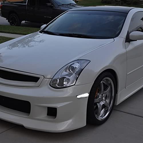 Aexploer Side Marker Lights LED Compatible with G35 2D Coupe 2003-2007 / for Skyline V35 Coupe 2002-2007,Front Fender Bumper Side Markers Lamps(White Lights Smoked Len)