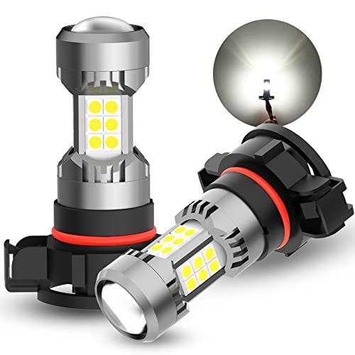 PHINLION 2504 PSX24W 12276 LED Fog Light Bulbs, 3200 Lumens Super Bright, 6000K Xenon White, 3030 30 SMD Chips, DRL Replacement Lamps for Cars, Trucks, SUVs, Pack of 2