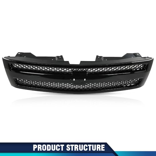 PIT66 Front Grille Fit Chevy Silverado 1500 2007-2013, Textured Black Grill