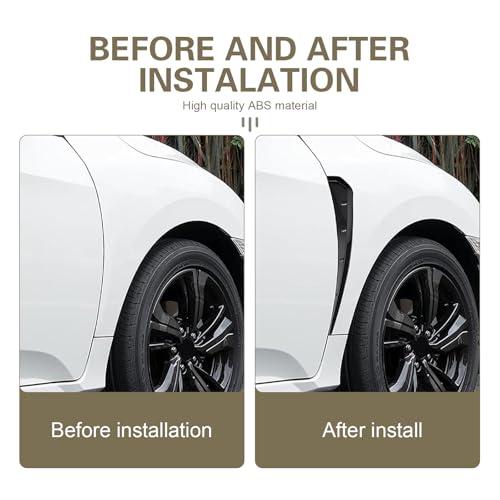 Icyfond 2PCS Car Fender Side Vents, ABS Spoiler Body Fender Cover, Air Flow Intake Hole Grille, Fenders Decorative Sticker, Sport Stytle Car Exterior Accessory, Universal for Most Cars(Black)