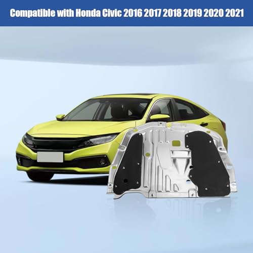 TomGoo Engine Splash Shield Guard Compatible with Honda Civic 2016 2017 2018 2019 2020 2021, Engine Case Guard Under Car Shield Cover OEM 74110-TBA-A00 90674-TY2-A01 Engine Splash Guard