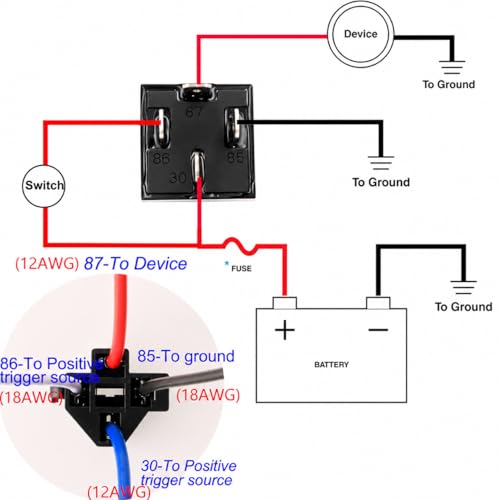 Gebildet 2pcs 12V 40A 4 Pin SPST Car Relay Harness JD1912, 12AWG Harness Sockets with Built-in Diode for Automotive Truck Van Boat Motorcycle