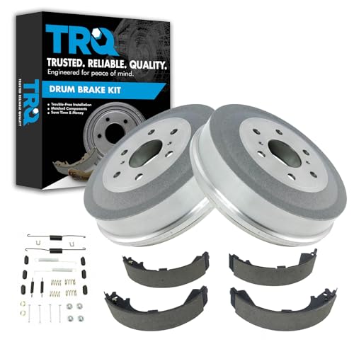 TRQ Rear Brake Shoe & Drum with Hardware Kit Compatible with 2009-2013 Chevy Silverado 1500 GMC Sierra 1500