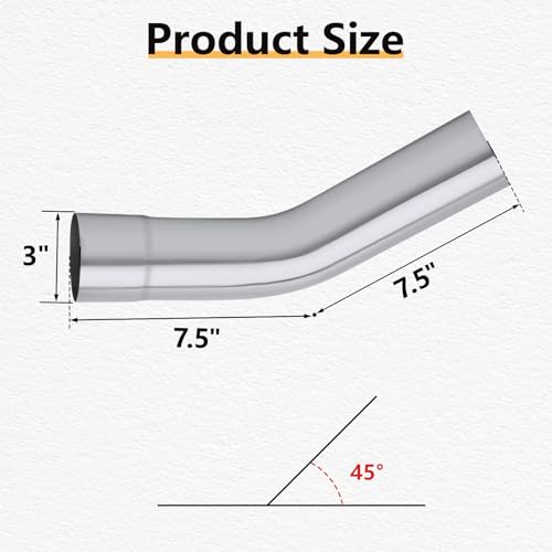 LCGP 45 Degree Exhaust Tube 3"OD Made of Super Quality Mild Steel DIY Exhaust Pipe