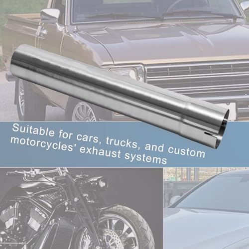 3 Inch Exhaust Pipe, T304 Stainless Steel (SS Tubo), Flared & Slotted End, Polished Finish, 17.3” Length, 3” OD-to-ID Adapter, Thickened Wall Straight Tubing for Car Truck Exhaust System