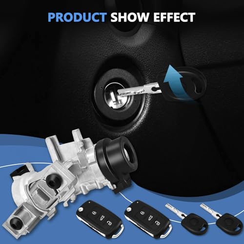 ZAIGANMA 1K0905851B Ignition Switch Lock Cylinder with Key for MK6 2006-2008 2009-2019 VW Jetta Passat, 2004-2007 2010 2011 Golf EO Rabbit Tiguan Ignition Starter Switch, Replace 1K0905841 1K0905865