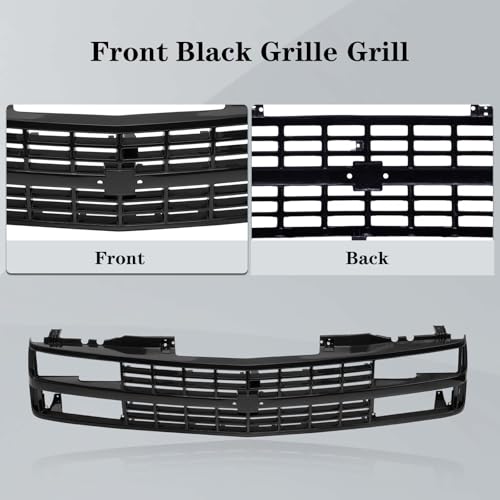 CarPartsDepot Front Grille Grille Black Shell With Black Insert Compatible With CHEVROLET 1988-1993 C/K 1500 2500 3500 & 1992-1993 Blazer GM1200228
