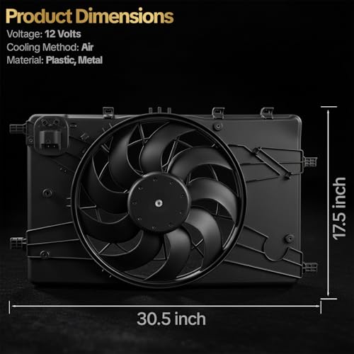 AUTISTOP 620-658 Engine Radiator Cooling Fan Assembly for 2011-2016 Chevrolet Cruze 1.4L/1.8L for 2012-2017 Buick Verano L4 2.4L Replaces OE 622890 GM3115243