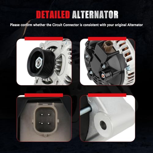 GDSMOTU New Alternator Compatible for Honda for Accord 2.4L 2008-2012 for Acura for TSX 2.4L 2011-2013, 130Amp/12Volt High Output Alternator Replaces 31100-R40-A01RM 104210-5890
