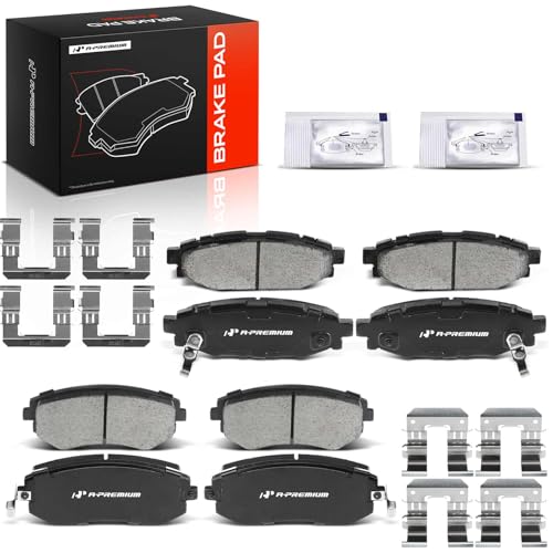 A-Premium Front and Rear Ceramic Brake Pads Set Compatible with Subaru Models - Forester 2009-2013 2.5L, Impreza 2008-2011/2013, Legacy/Outback 2005-2013, with Hardware, 8-Pack