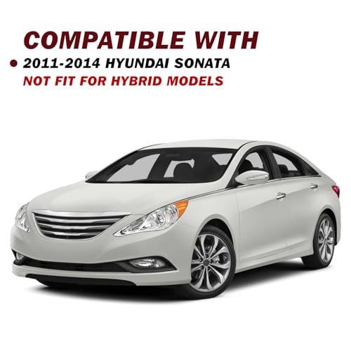 JSBOYAT Headlight Assembly Compatible with 2011-2014 Hyundai Sonata 4 Door Sedan w/Projector Halogen, Not Fit for Hybrid Models, Chrome Housing with Amber Reflector