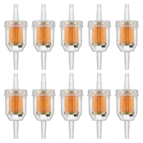CocoMocart 10 Pack 1/4 Inch Inline Fuel Filter for Kawasaki Briggs & Stratton Kohler Engines - Universal Replacement Gasoline Filters with Magnet 1/4" and 5/16" For John Deere