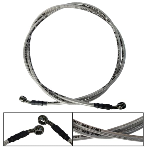 Vanlison 82" / 210CM Braided Hydraulic Brake Hose Line with 2 Banjo Nuts Universal Brake Line Compatible with GY6 Kazuma Sunl Taotao Roketa Jonway Scooter Moped Dirt Bike Go Kart ATV 10MM Banjo Ends