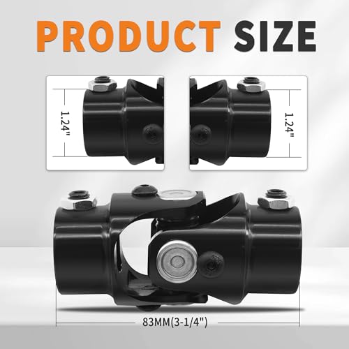 3/4 "DD x 3/4 "DD U-Joint Black Single Steering Shaft Universal Joint 35 Degree, Total Length:83 mm