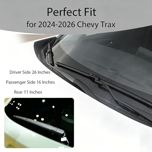 WINNERS Windshield Wiper Blades for 2024 2025 2026 Chevy Trax - Front & Rear Set, OEM Exact Fit, All-Season Rubber with Premium Aerodynamic Design