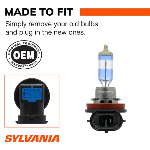 SYLVANIA - H11 SilverStar Ultra - High Performance Halogen Headlight Bulb, High Beam, Low Beam and Fog Replacement Bulb, Brightest Down Road with Whiter Light, Tri-Band Technology (Contains 2 Bulbs)