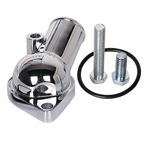 CarBole 21 Degree Chrome Water Neck Thermostat Housing Fit For Chevy V8 5.7L 350 454 Small Big Block