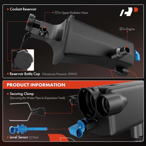 A-Premium Engine Coolant Overflow Recovery Reservoir Tank - W/Sensor & Cap [DOHC, 6Cyl 2.2 2.5 2.8 3.0L] Compatible with BMW E46-99-06-320i, 325xi, 328i, 330xi, X3, X5 & More, for# 17137787039