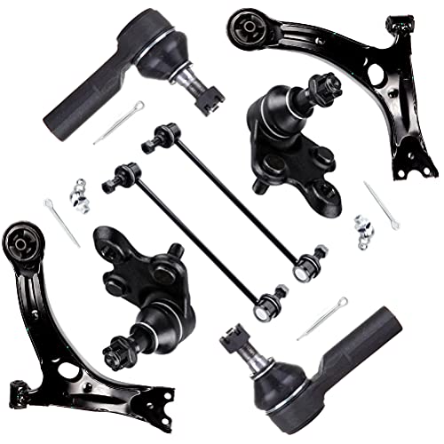 SCITOO 8pcs Front Suspension Kit Lower Control Arm Ball Joints Outer Tie Rod Ends Sway Bar Links Fit For 2003-2008 For Pontiac Vibe 2003-2008 For Toyota Matrix