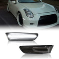 Aexploer Side Marker Lights LED Compatible with G35 2D Coupe 2003-2007 / for Skyline V35 Coupe 2002-2007,Front Fender Bumper Side Markers Lamps(White Lights Smoked Len)