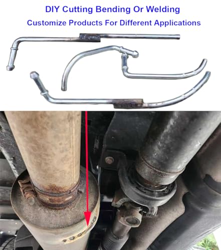 Ganluuree 8PCS Exhaust Hanger Rod Set Heavy Duty 3/8"(10MM) Rod 4PCS 90°7.6" Long + 4PCS Straight 10" Long Exhaust Muffler Hanger Mild Steel Zinc Coated Car Automotive Replacement Clamp Flanges Parts
