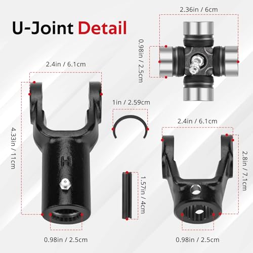 JAVIK Front Prop Shaft Yoke & U-Joint (2 Side) for Polaris Ranger 400 500 570 700 800 900 1000 Diesel HST ETX