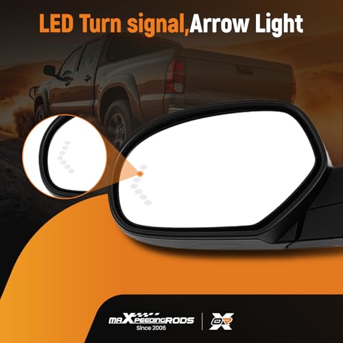 maXpeedingrods Pair Driver & Passenger Side View Mirrors Power for Chevy Silverado GMC Sierra 1500 2007-2013, Suburban Yukon XL 1500 2007-2014 Heated Manual Folding LED Arrow Turn Signal