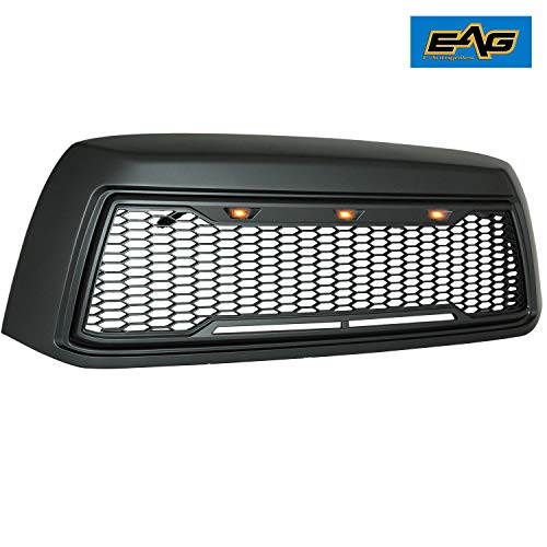 EAG Replacement Upper Grille Front Grill with Amber LED Lights Fit for 10-13 Tundra - Matte Black