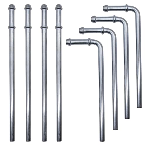 Ganluuree 8PCS Exhaust Hanger Rod Set Heavy Duty 3/8"(10MM) Rod 4PCS 90°7.6" Long + 4PCS Straight 10" Long Exhaust Muffler Hanger Mild Steel Zinc Coated Car Automotive Replacement Clamp Flanges Parts