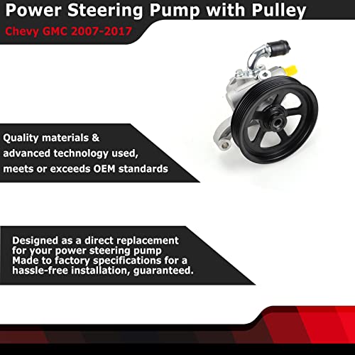 FEXON Power Steering Pump with Pulley Compatible with Buick Enclave Chevy Traverse GMC Acadia Saturn Outlook 3.6L 2007-2017 Replaces 20954812 20-2403 96-2403