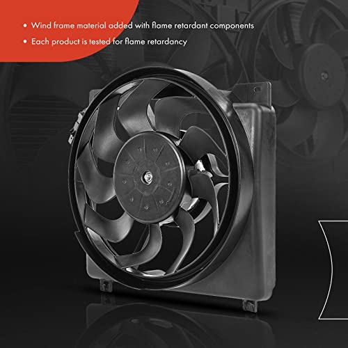 A-Premium Radiator Fan Assembly Compatible with Jeep Models - Cherokee 1987-2001, Comanche 1987-1992, Wagoneer 1987-1990 - Replace# 67400782, 52028337AC