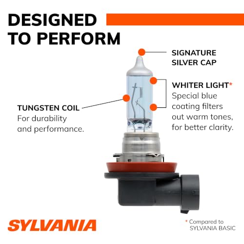 SYLVANIA - H11 SilverStar - High Performance Halogen Headlight Bulb, High Beam, Low Beam and Fog Replacement Bulb, Brighter Down Road with Whiter Light (Contains 2 Bulbs)