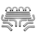 DNA MOTORING 16Pcs 2 Inches Stainless Steel DIY Custom Exhaust Tubing Mandrel Bend Pipes Straight & U-Bend Kit, Universal Fit, ZTL-20SS