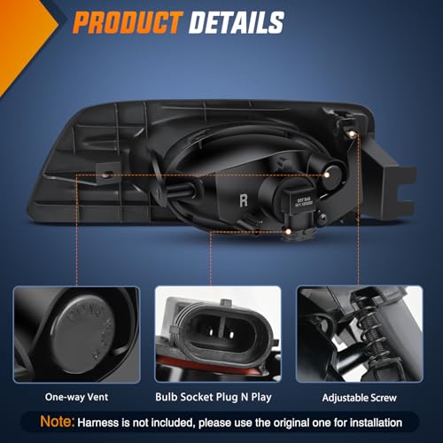 Nilight Fog Lights Assembly Compatible with 2006 2007 Honda Accord Sedan 4 Door w/H11 12V 55W Bulbs Clear Lens Driver and Passenger Side