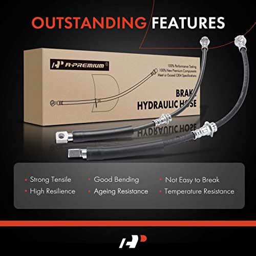 A-Premium Front Driver and Passenger Brake Hydraulic Hose Compatible with Select Chevy and Pontiac Models - Camaro 1984-1992, Firebird 1984-1992 - Replace# 17980323(Pack of 2)